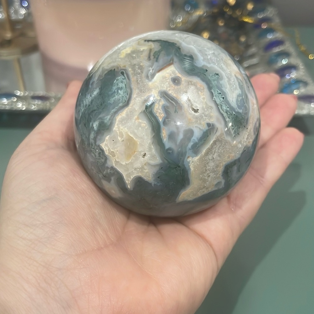 Moss Agate Crystal Sphere